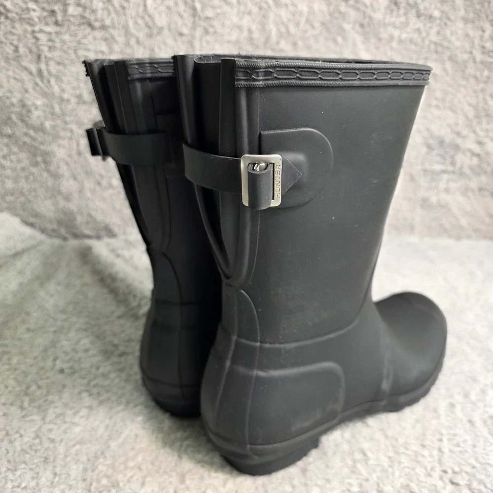 Hunter Original Short Back Adjustable Rain Boots Black Women‎ US 11 Excellent